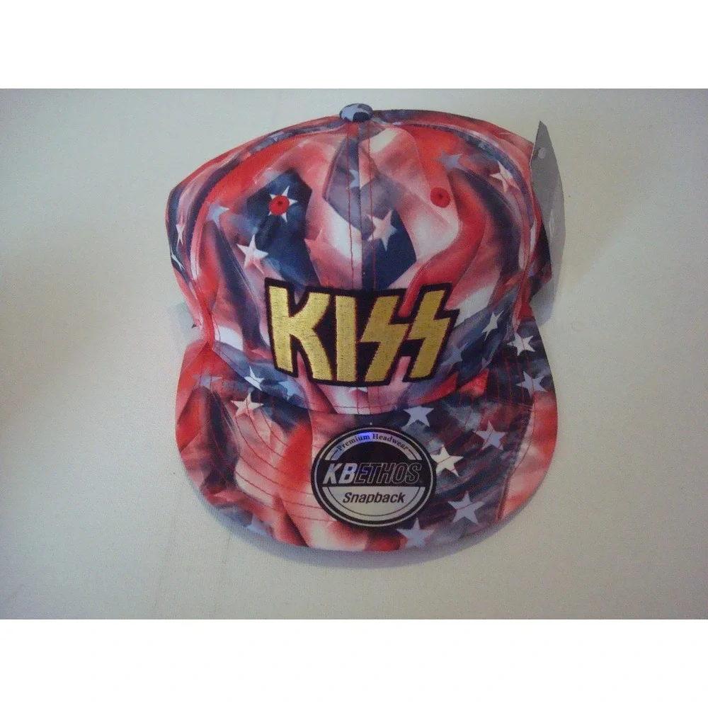 KISS BAND   USA FLAG  GOLF SNAPBACK  BEACH 00S Y2K  HAT CAP VINTAGE  S2